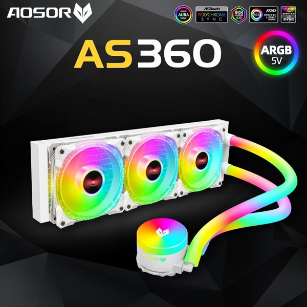 Ảnh tin Tản Nhiệt Nước All in One Coolmoon AOSOR AS360 Màu Trắng Led Argb - Đồng Bộ Hub Coolmoon / Mainboard