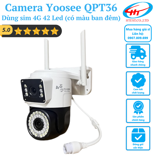 Ảnh tin Camera Yoosee QPT36 – Dùng sim 4G 42 Led, ngoài trời 2 ống kính (có màu ban đêm)