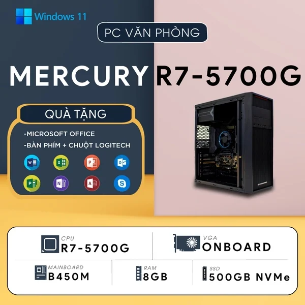 Ảnh tin PC ST-MERCURY R7 (Ryzen 7 5700G, Radeon Graphics, Ram 8GB, SSD 500GB, 500W, Win 11)