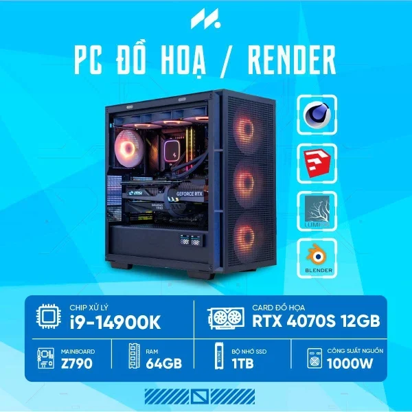 Ảnh tin PC RENDER i9-4070 (i9-14900K, RTX 4070 OC 12GB, Ram 64GB DDR5, SSD 1TB, 1000W) #2