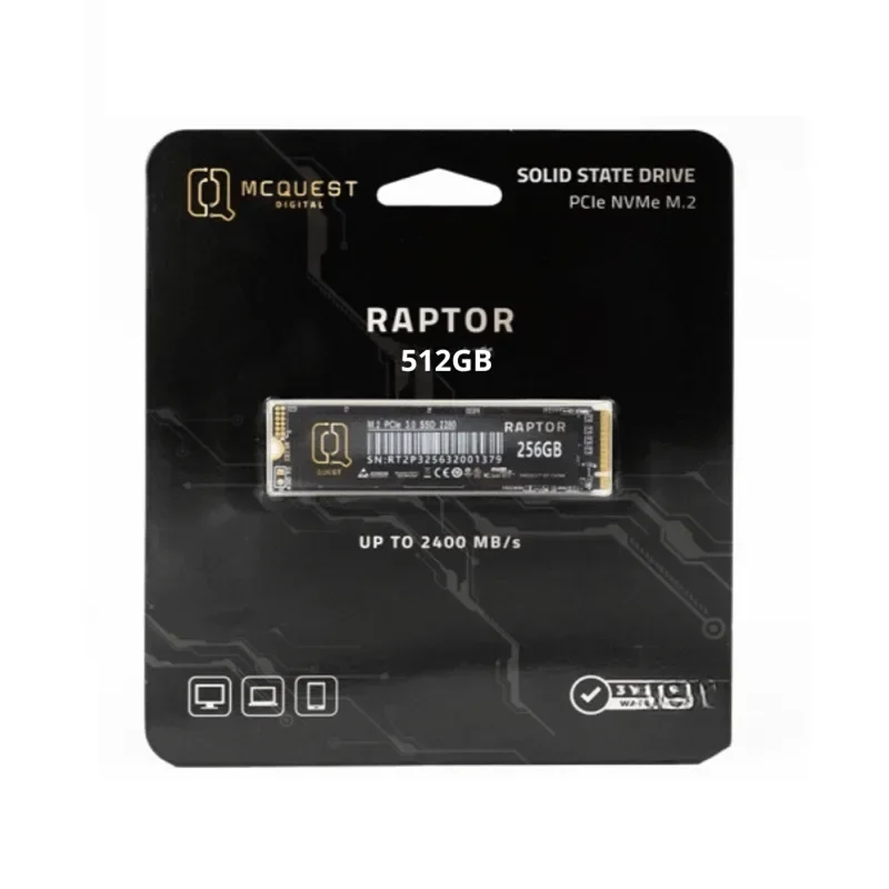 Ảnh tin SSD McQuest Raptor 512GB M2 2280 PCIe NVMe Gen 3×4