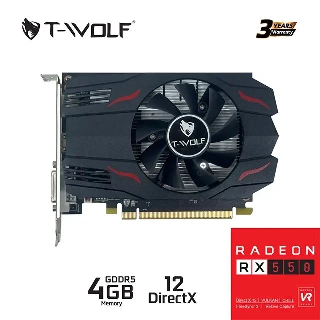 Ảnh tin VGA T-WOLF TW-RX550 4G D5 (RX550/4GB/GRRD5/128bit/HDMI-DP-DVI/1Fan) bh 36T