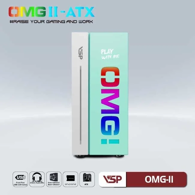 Ảnh tin Vỏ Case Máy Tính VSP LED Gaming OMG-II ATX - Xanh
