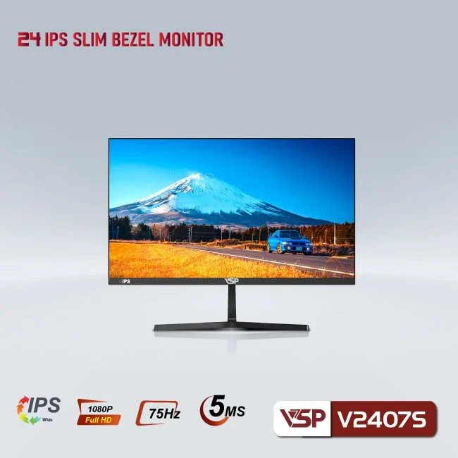 Ảnh tin Màn hình phẳng LED IPS tràn viền 5ms hạn chế ánh sáng xanh | VSP V2407S màu đen