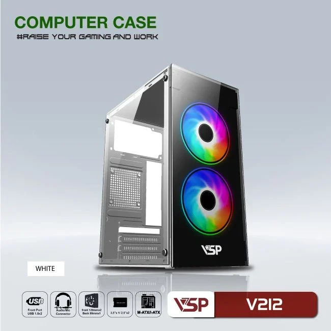 Ảnh tin Vỏ Case Máy Tính VSP V212 - Trắng - Không Kèm Fan