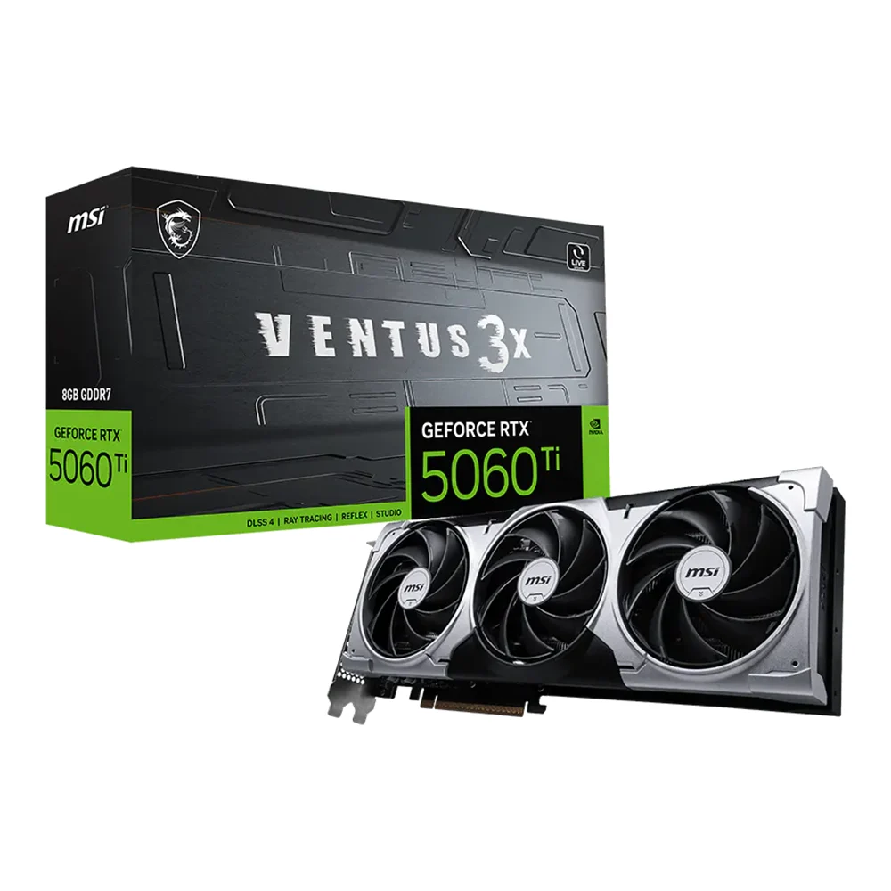 Ảnh tin Card màn hình MSI GeForce RTX 5060 Ti 8G VENTUS 3X OC | 8GB GDDR7, 128-bit, PCIe 5.0, 3 Fan