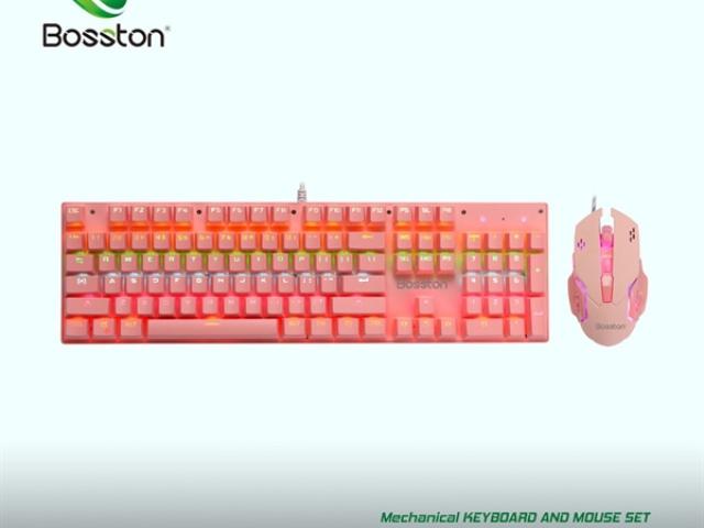 Combo Phím Chuột Bosston EK9350 Queen Pink Chính Hãng (Hồng)