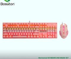 Combo Phím Chuột Bosston EK9350 Queen Pink Chính Hãng (Hồng)
