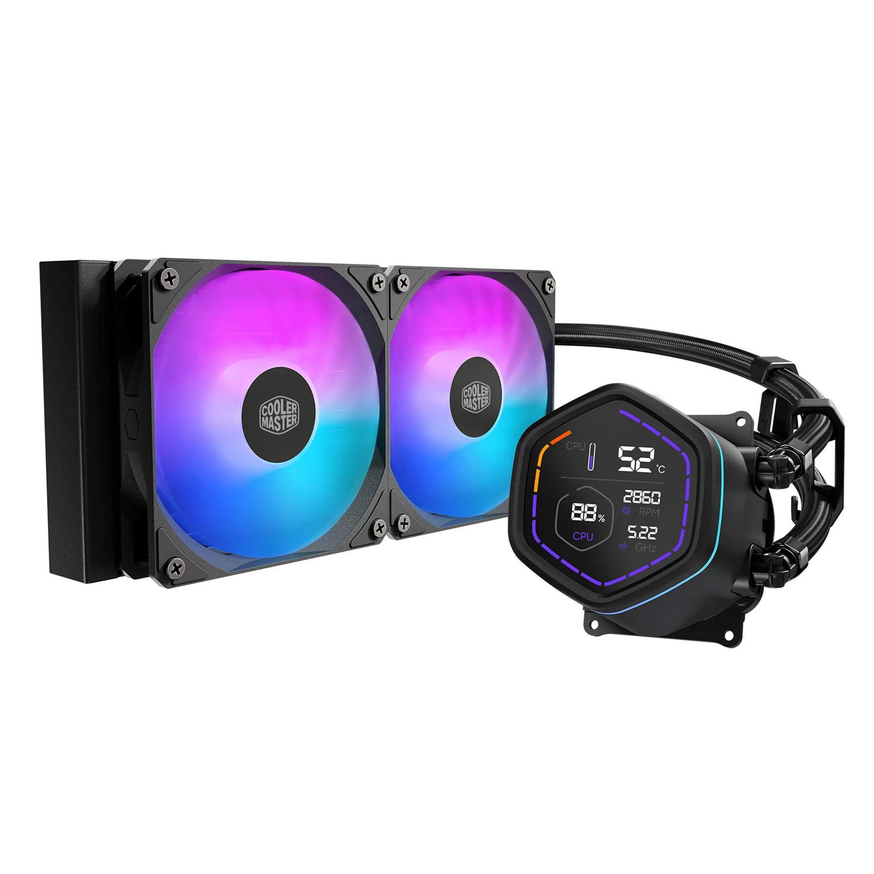 Ảnh tin Tản Nhiệt Nước Coolermaster Masterliquid Core Nex Digital 240 ARGB | LED Digital Display, Đen
