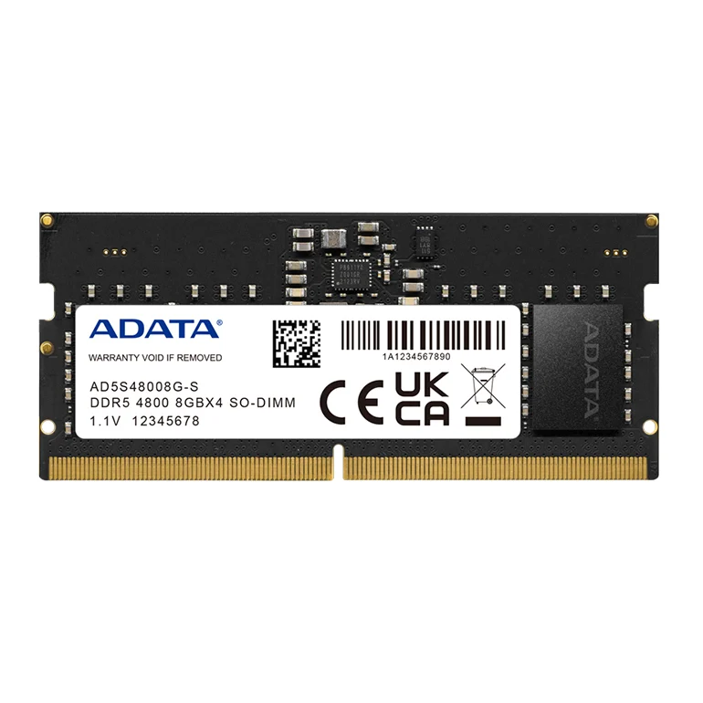 Ảnh tin RAM Laptop ADATA 8GB DDR5 4800MHz SO-DIMM (AD5S48008G-S) | 262-Pin, On-Die ECC