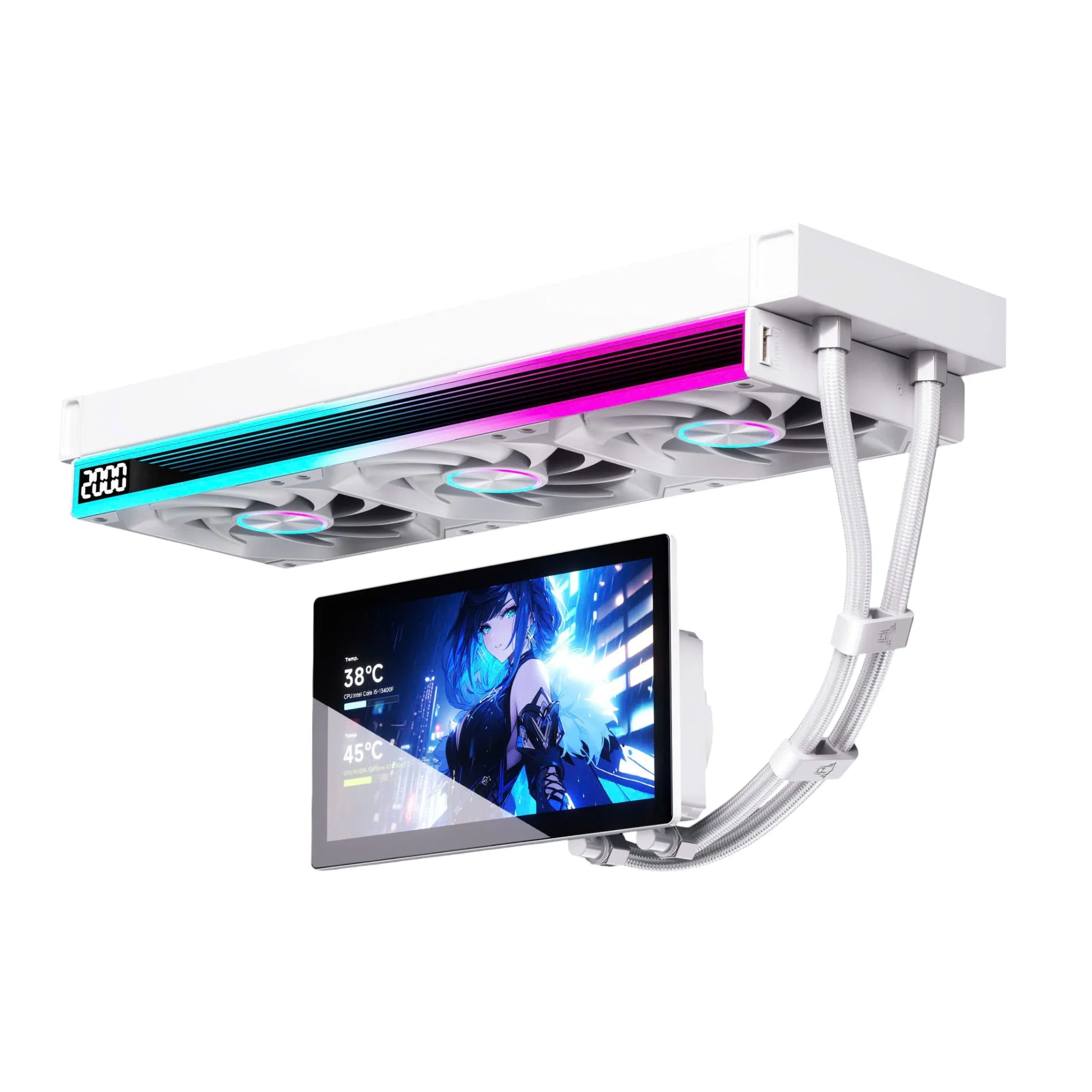 Ảnh tin Tản nhiệt nước Leopard UltraFlow 360 ARGB LCD 7 inch | AIO 360mm, 320W, Trắng