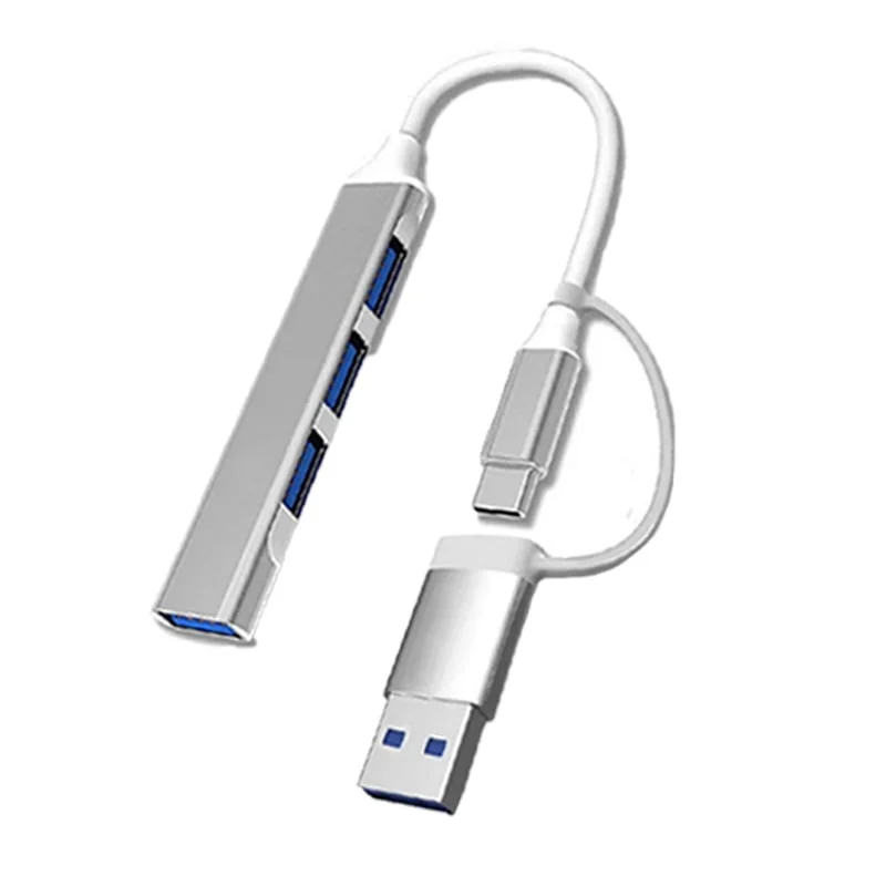 Ảnh tin Bộ chia USB & Type-C ra 4 cổng USB (3*USB 2.0 + 1*USB 3.0) MingXin, Màu bạc