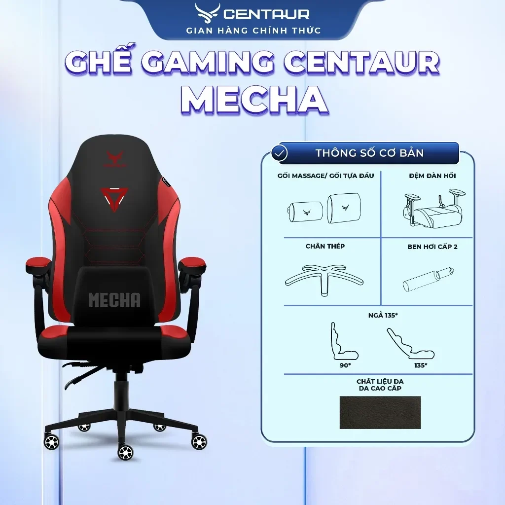 Ảnh tin Ghế Gaming Centaur Mecha Màu Đen Đỏ