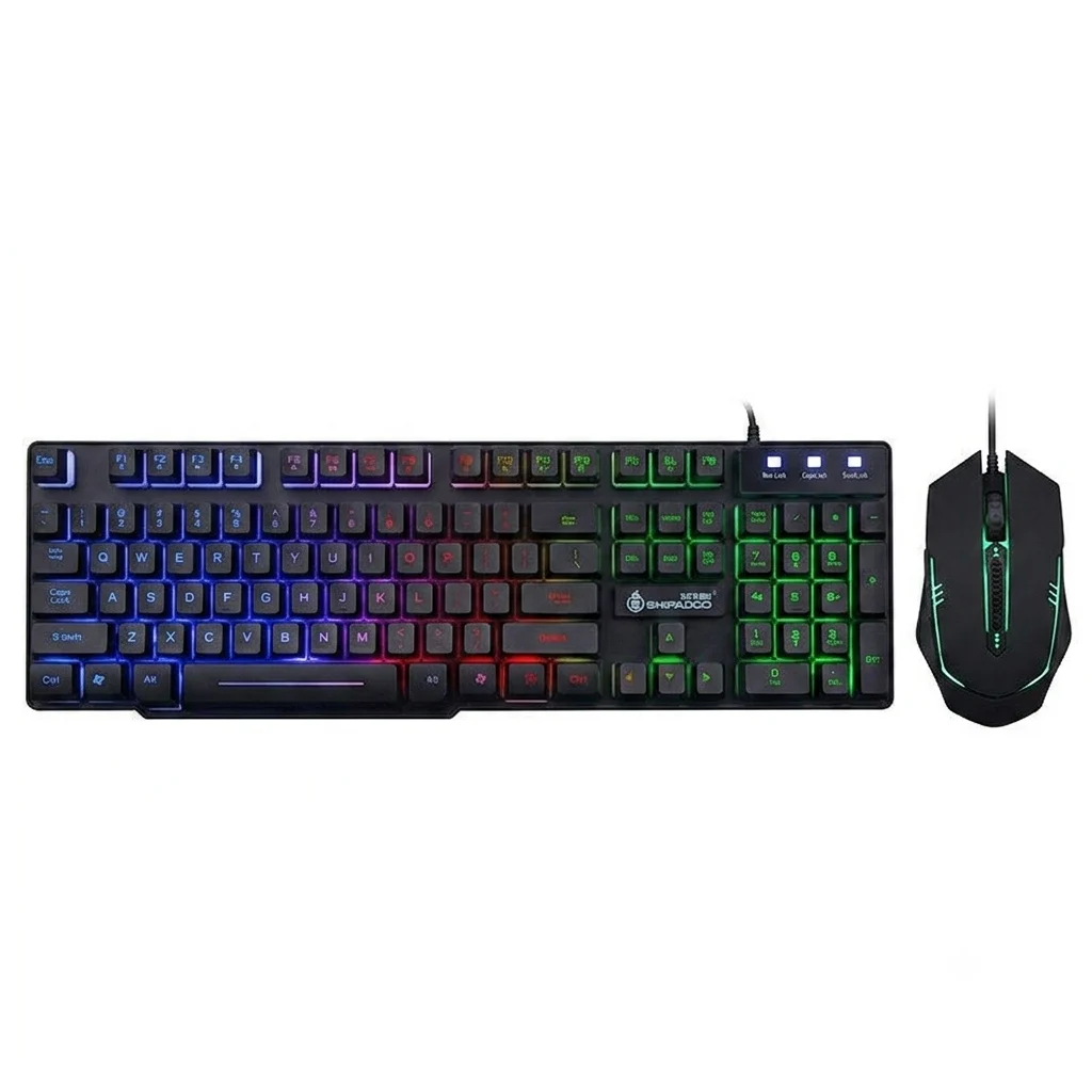 Ảnh tin Combo bàn phím chuột giả cơ Gaming Shipadoo D500 | Có dây USB, LED Rainbow, 1000 DPI, Đen