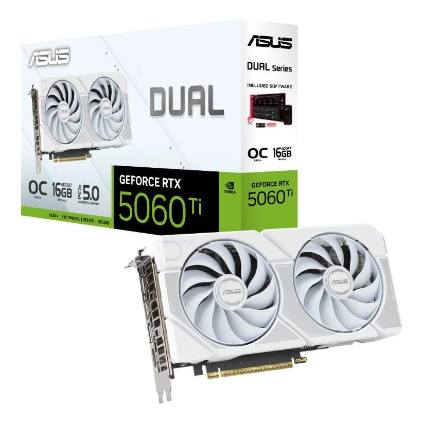 Ảnh tin Card màn hình Asus Dual GeForce RTX 5060 Ti OC White (DUAL-RTX5060TI-O16G-WH) | 16GB GDDR7, 4608…