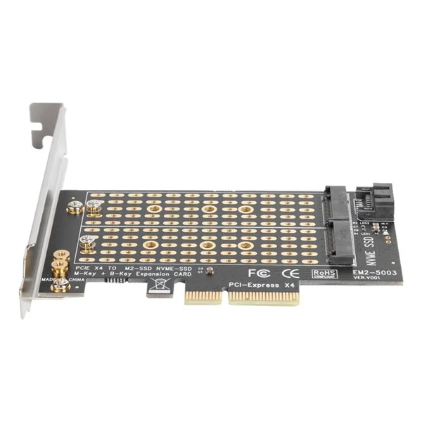 Ảnh tin Bộ Chuyển Đổi M.2 NVME Sang PCIE, M + B Key SSD Sang Thẻ Mở Rộng SATA PCI-E 3.0 X4