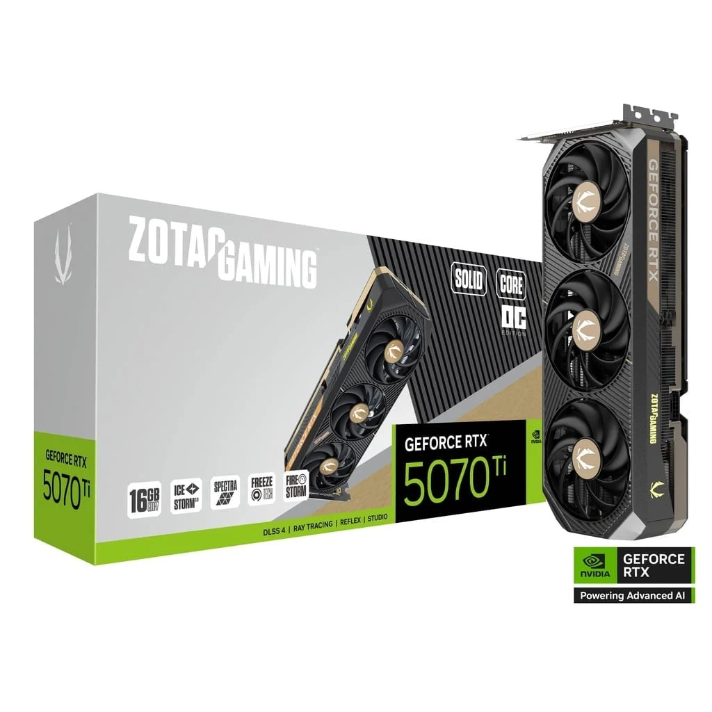 Ảnh tin Card màn hình ZOTAC GAMING GeForce RTX 5070 Ti SOLID OC GDDR7 | 16GB GDDR7, 8960 CUDA, 750W
