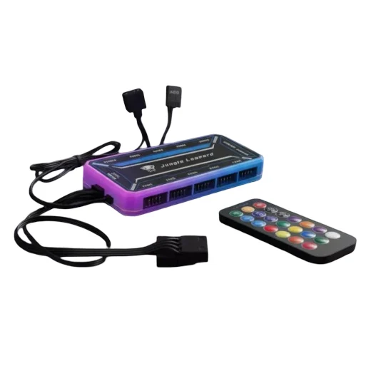 Ảnh tin Bộ Hub + Remote Fan RGB Leopard  | Hỗ trợ 10 quạt RGB 6-PIN, 2 cổng LED RGB, Điều khiển từ xa