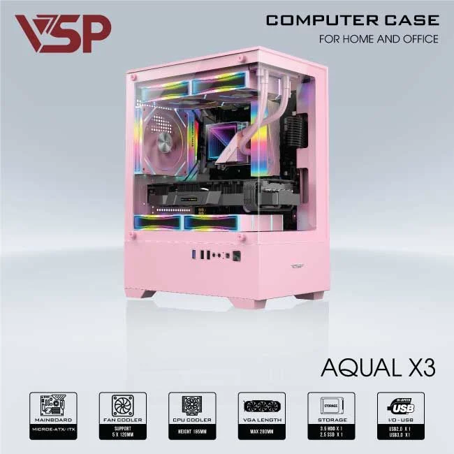 Ảnh tin VỎ CASE MÁY TÍNH AQUAL X3 HỒNG