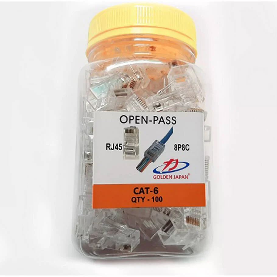 Ảnh tin Đầu mạng RJ45 Xuyên Thấu Golden Japan Cat6 UTP Chân Mạ Vàng (100 Cái/Hộp)