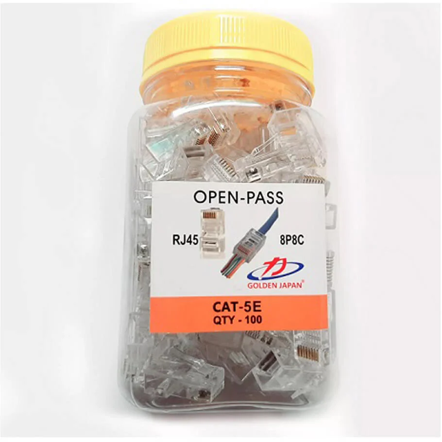 Ảnh tin Đầu mạng RJ45 Xuyên Thấu Golden Japan Cat5e UTP Chân Mạ Vàng (100 Cái/Hộp)