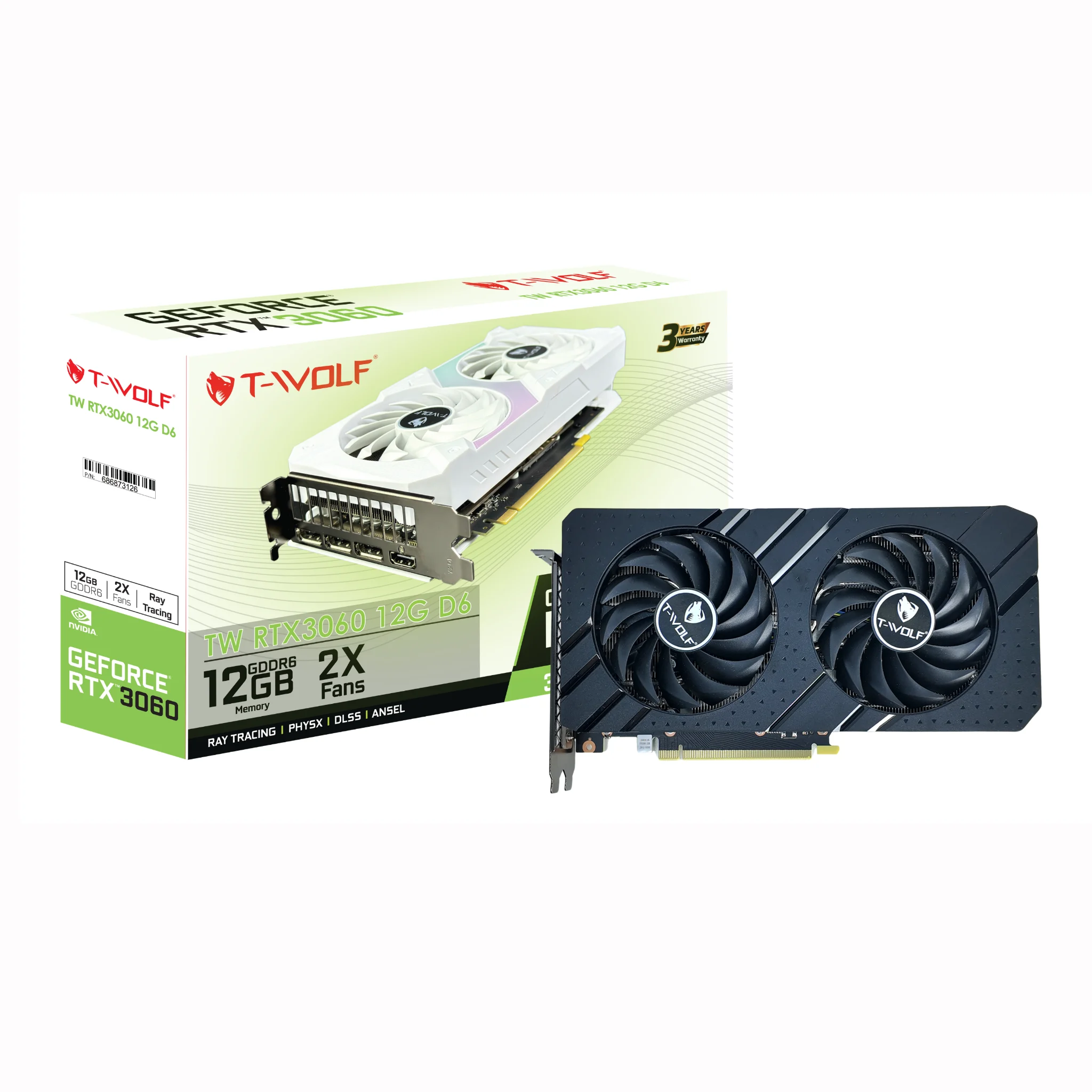Ảnh tin Card màn hình T-WOLF RTX 3060 12GB GDDR6 Dual | 192-bit, 3584 CUDA