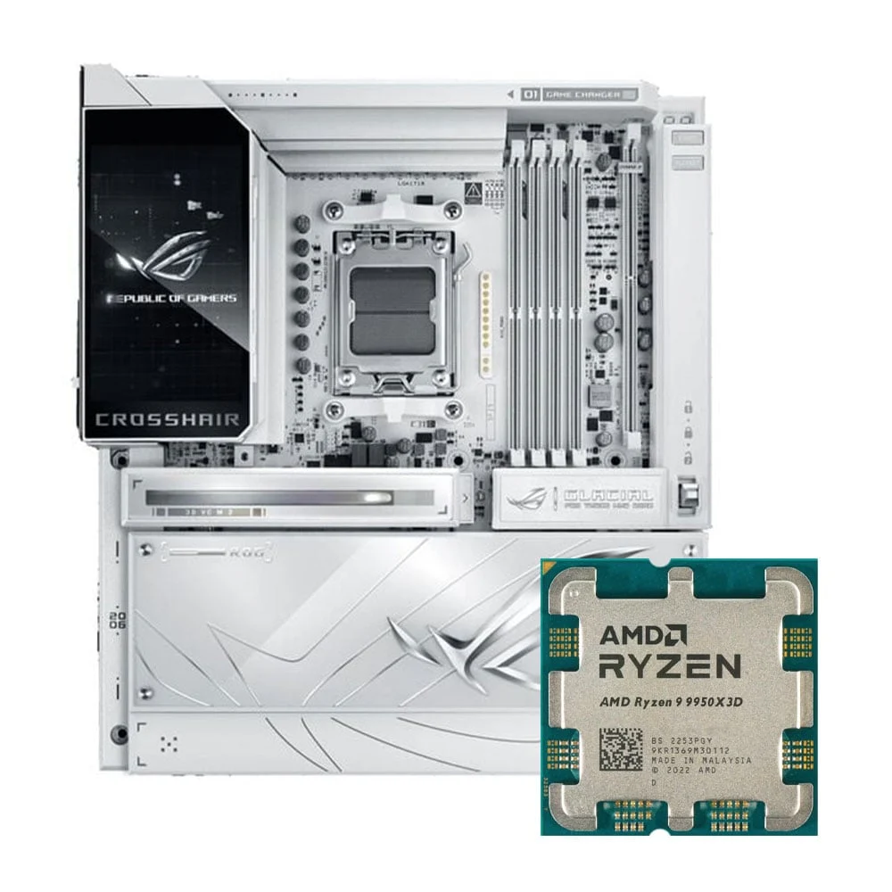 Ảnh tin COMBO AMD Ryzen 9 9950X3D - ASUS ROG Crosshair X870E Glacial