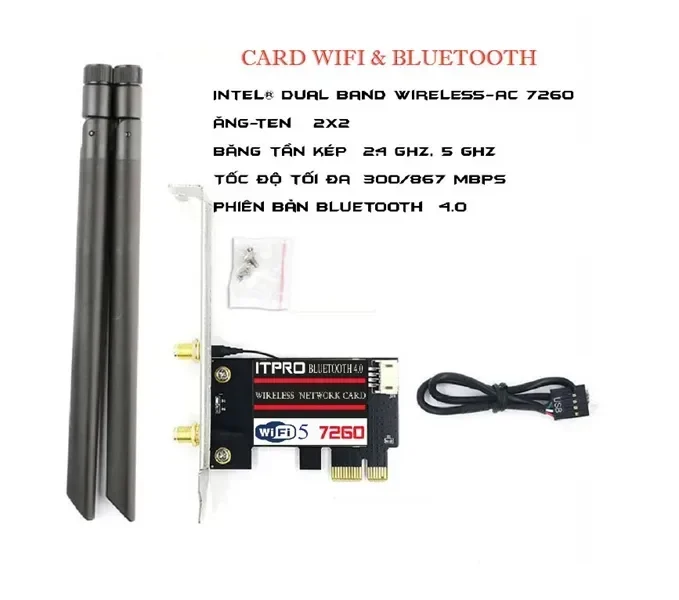 Ảnh tin Card Wifi 7260 wifi + buetooth 2 băng tần