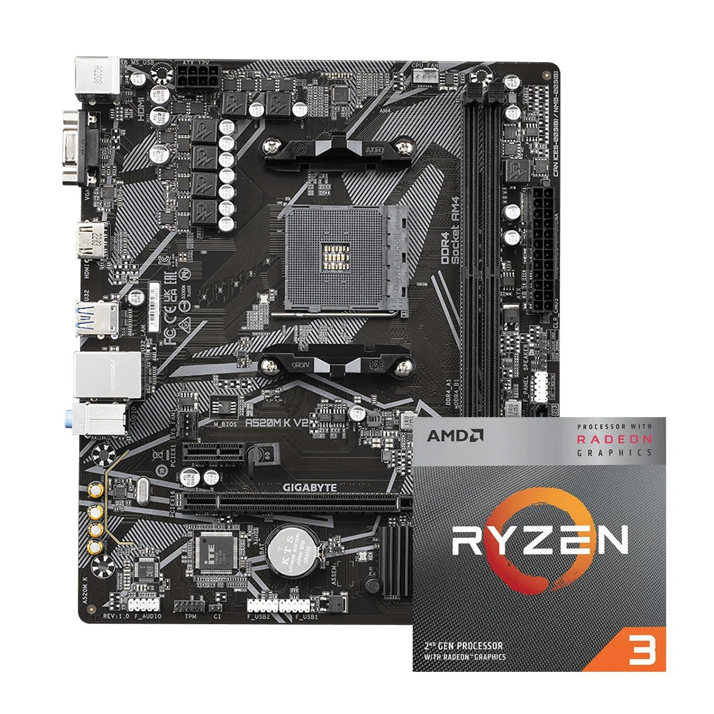 Ảnh tin COMBO AMD Ryzen 3 3200G - GIGABYTE A520M-K V2