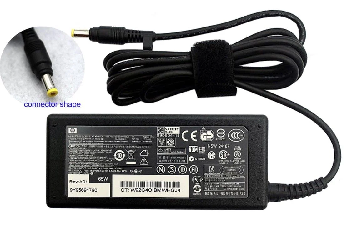 Ảnh tin Sạc laptop HP – Compaq 18.5V-3.5A (Đầu Vàng) – ZIN