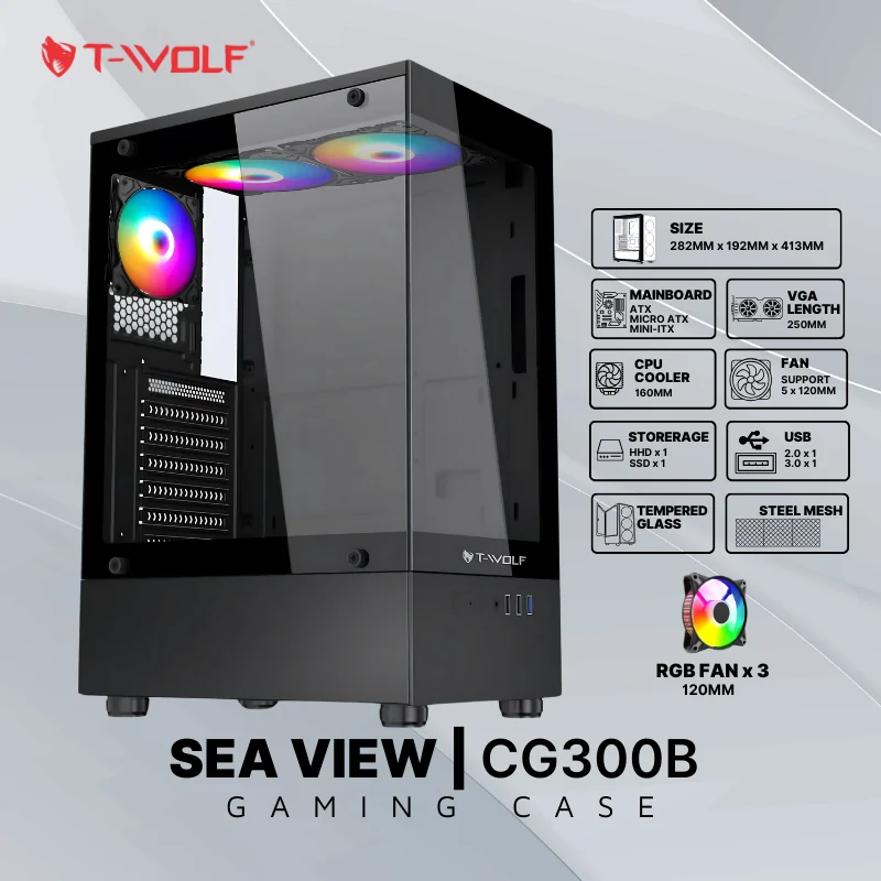 Ảnh tin VỎ CASE MÁY TÍNH SEA VIEW CG300B GAMING – ĐEN