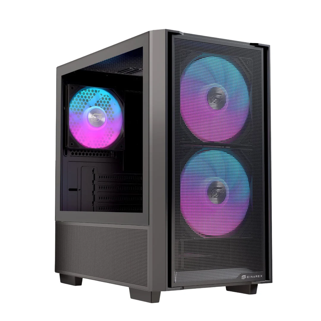 Ảnh tin Thùng máy EINAREX PM150 RGB M-ATX | Kèm 3 Fan ARGB, Kính cường lực, Đen