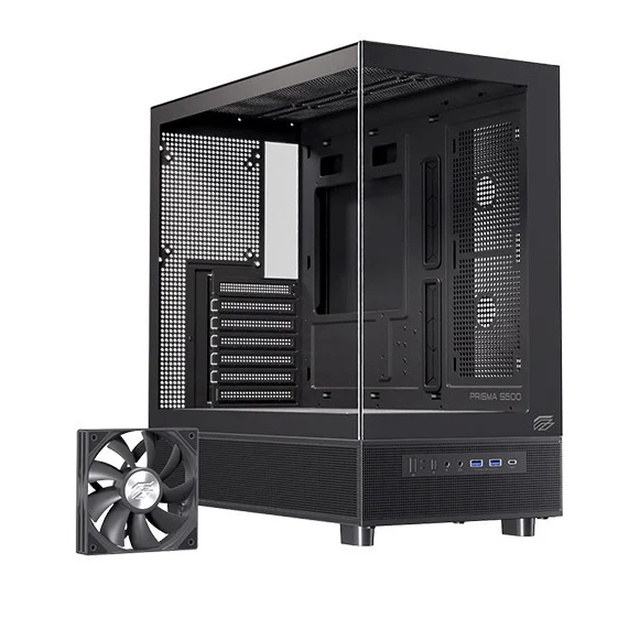 Ảnh tin Thùng máy EINAREX S500 Core Black F-ATX | Kèm 1 Fan Đen, Kính cường lực, Đen