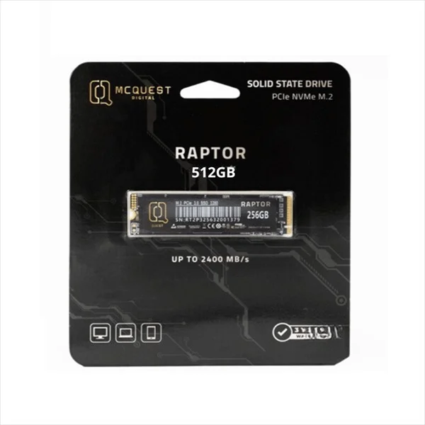 Ảnh tin SSD McQuest Raptor 512GB M2 2280 PCIe NVMe Gen 3×4