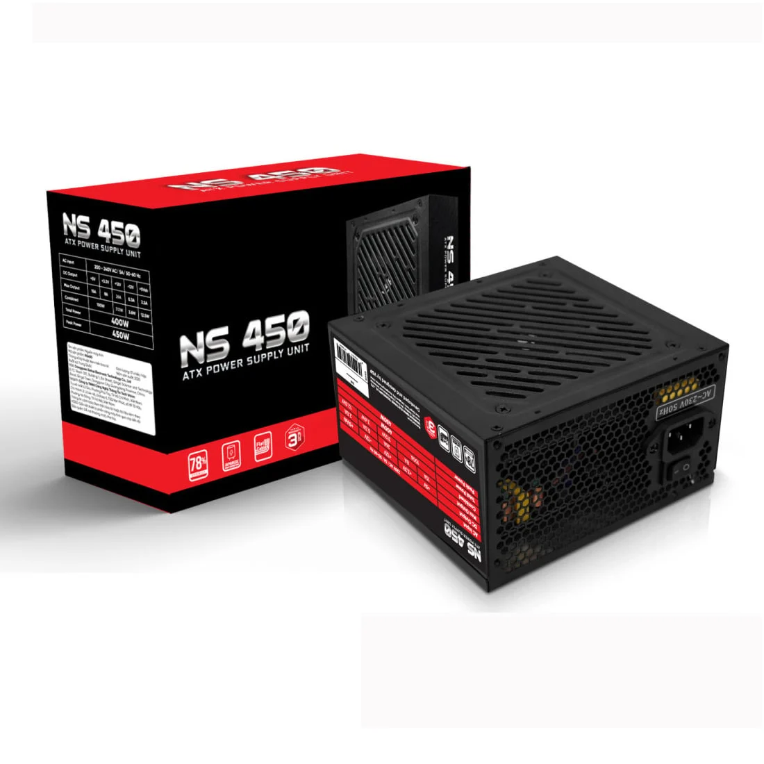 Ảnh tin Nguồn máy tính VSP NS450 450W Đen | ATX, Cáp dẹt