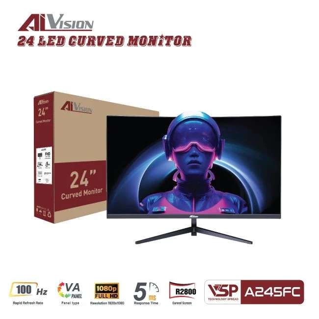 Ảnh tin Màn hình cong AiVision A245FC (24inch | FHD | VA | 100Hz | 5ms) - Black