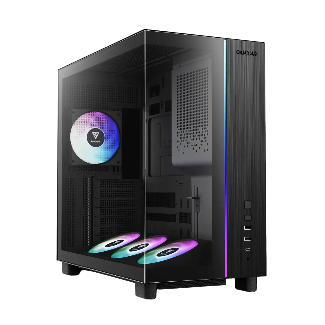 Ảnh tin Thùng máy Gamdias Atlas M4 (Kèm sẵn 4 Fan ARGB) | F-ATX, Mid Tower, Kính cường lực, Đen