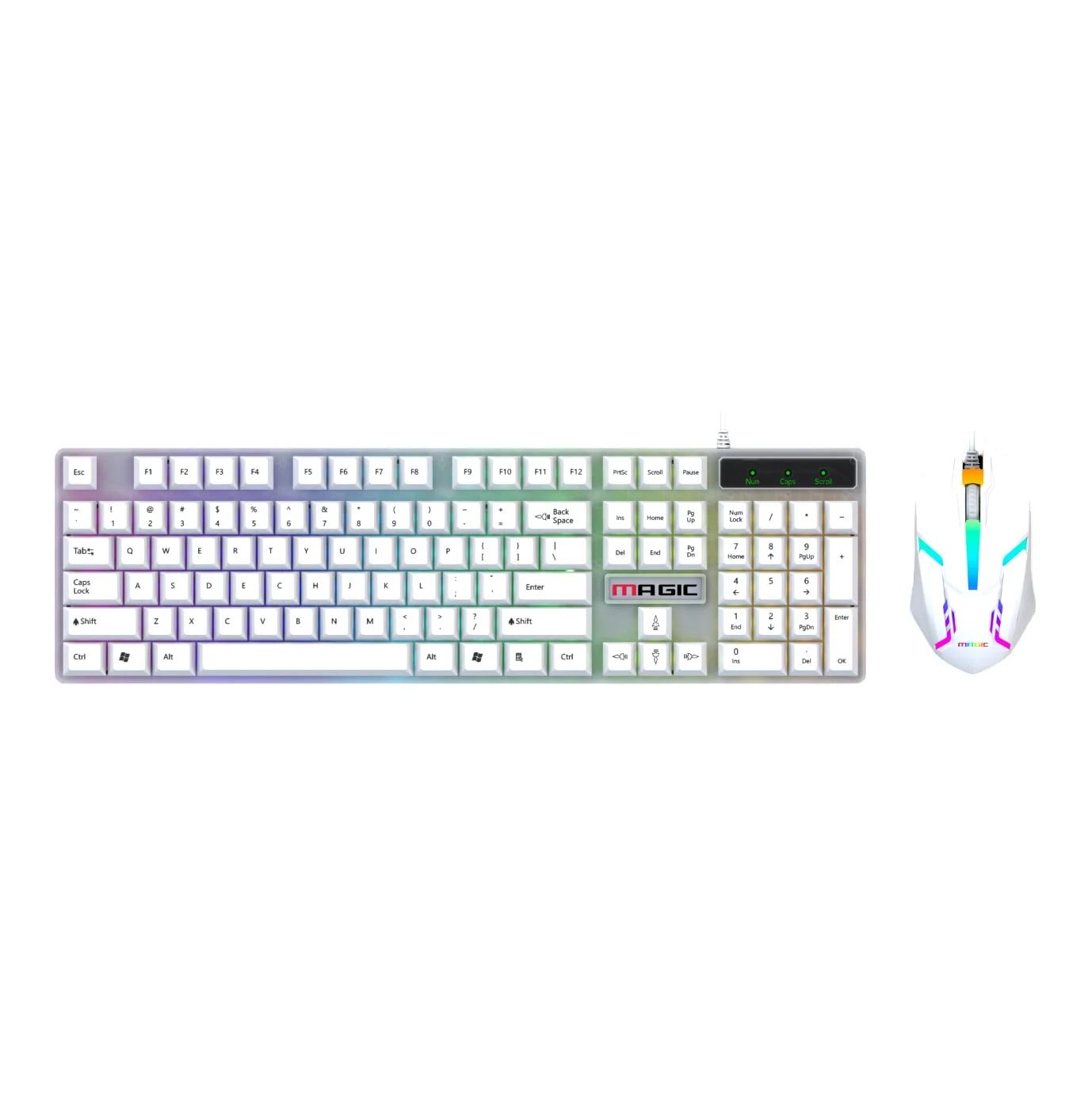 Ảnh tin Combo Phím Chuột Gaming Magic KM-01L | Có dây, Led Rainbow, Trắng