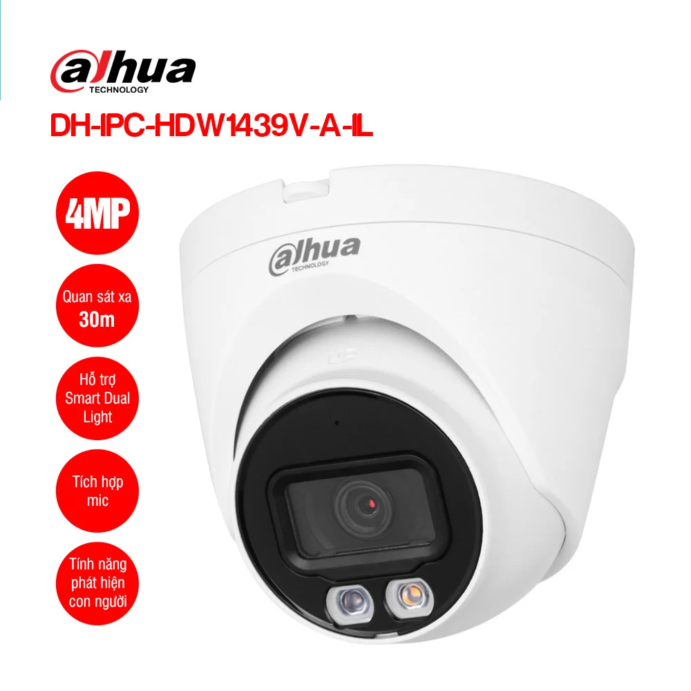 Ảnh tin Camera IP 4MP Dome DAHUA DH-IPC-HDW1439V-A-IL