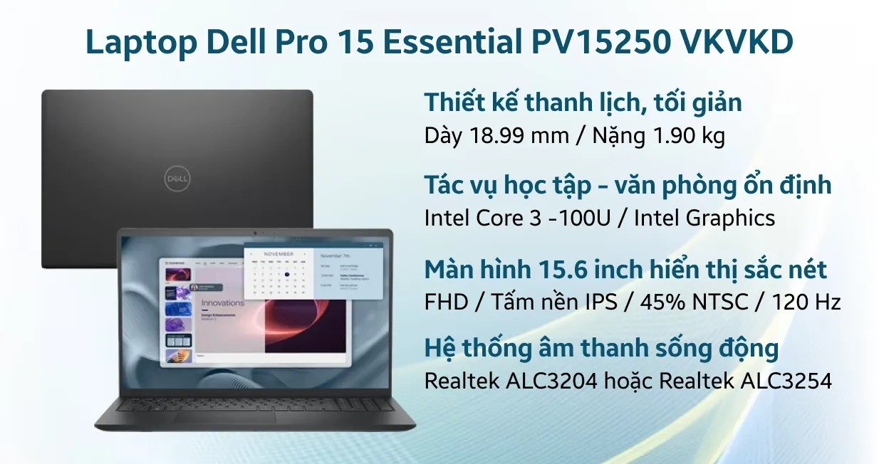 Ảnh tin 🔥 LAPTOP DELL PRO 15 ESSENTIAL PV15250 (P112F013)