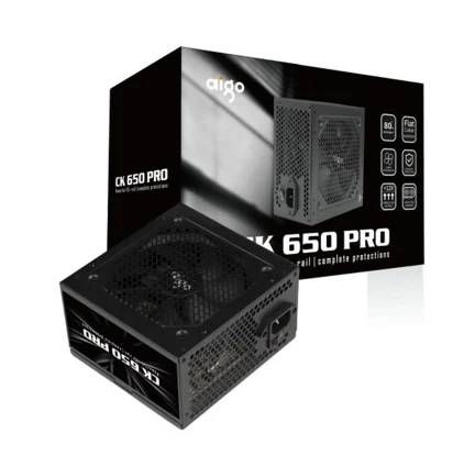 Ảnh tin NGUỒN AIGO CK650PRO 650W 80+ EFICIENCY (DÂY CÁP ĐEN DẸT)