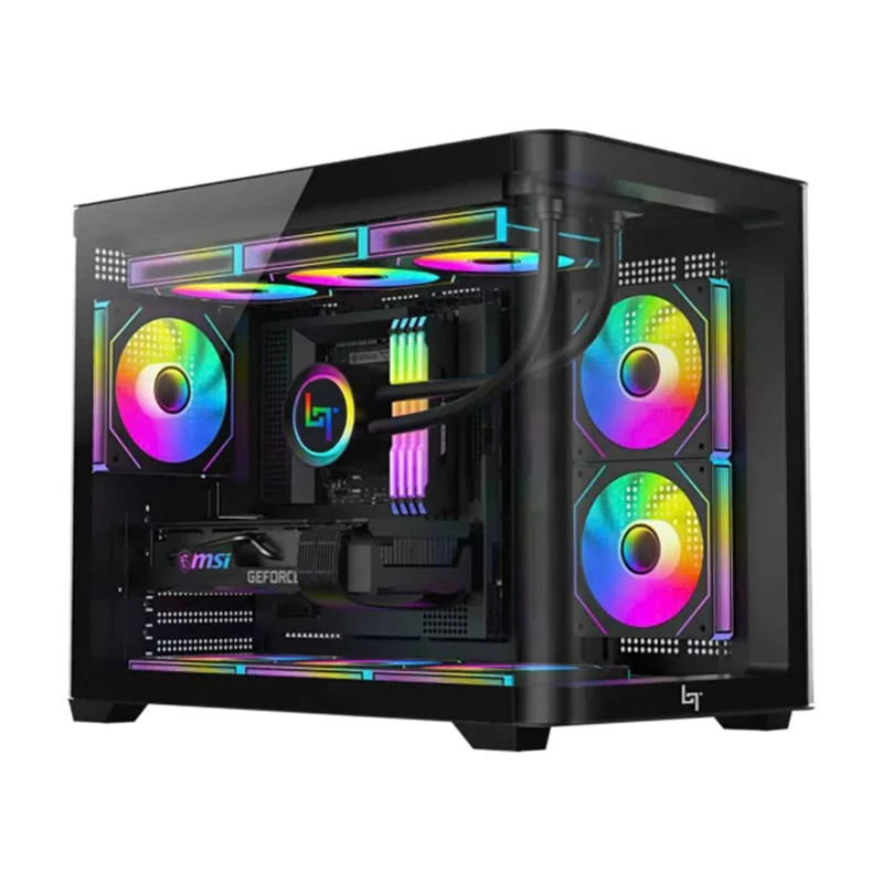 Ảnh tin Thùng máy LinkTech Siren M (Chưa kèm Fan) | M-ATX/ITX, Mặt kính cong, Đen