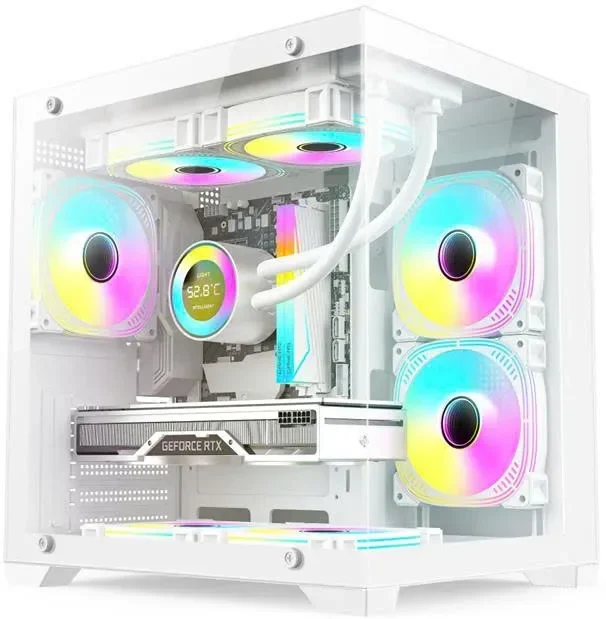 Ảnh tin Thùng máy tính vỏ case bể cá eMaster ECG985 Trắng (m-ATX) - Không kèm fan