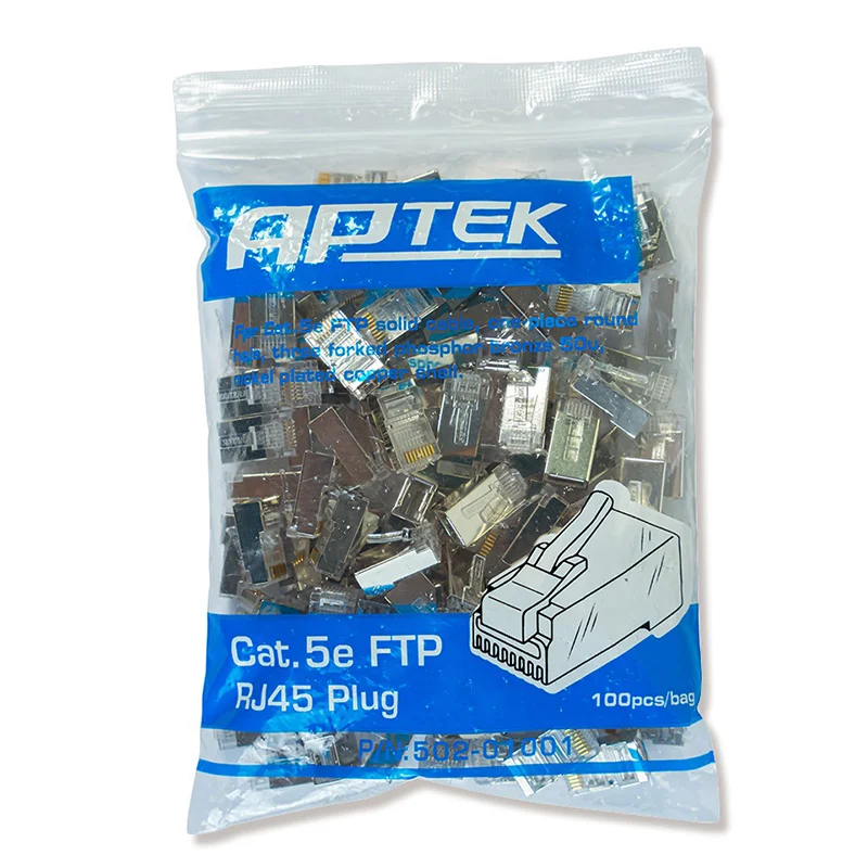 Ảnh tin Đầu mạng Aptek Cat 5E FTP RJ45 Plug (502-01001) | Chống nhiễu, 100 cái/bịch