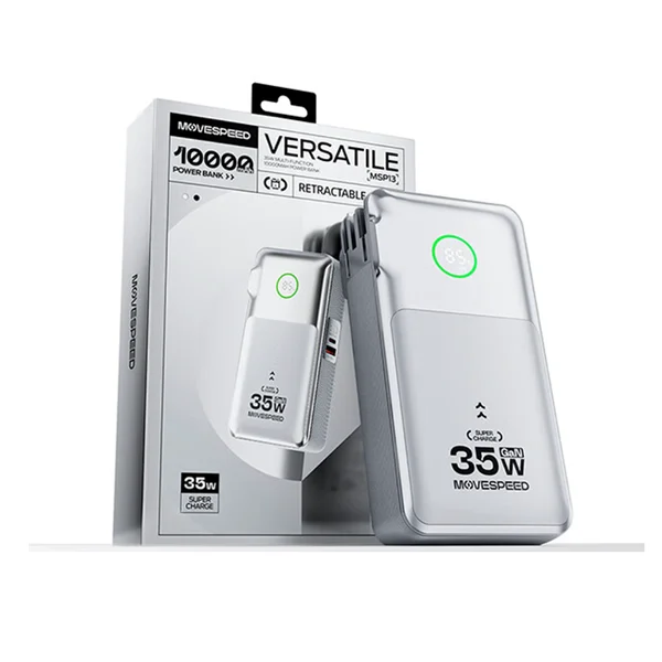 Ảnh tin Củ sạc kiêm sạc dự phòng 3-in-1 Movespeed MSP13 | 35W, 10000mAh, Bạc