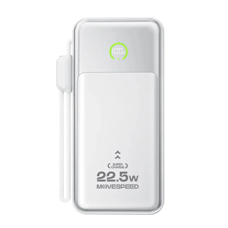 Ảnh tin Sạc dự phòng Movespeed MSP19 22.5W | 10000mAh, Màn Led, Tích hợp Type C, White