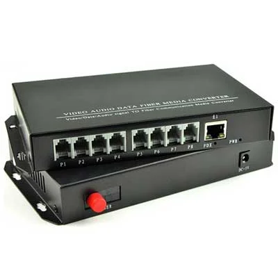Ảnh tin Converter Quang HDtec 8 RJ11 + 1 RJ45 Lan 100 Mbps