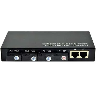 Ảnh tin Converter HDtec kết hợp 4 cổng Quang (ABBB) + 2 RJ45 100 Mbps