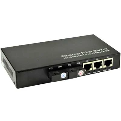 Ảnh tin Converter HDtec kết hợp 2 cổng Quang (A+B) + 3 RJ45 100 Mbps