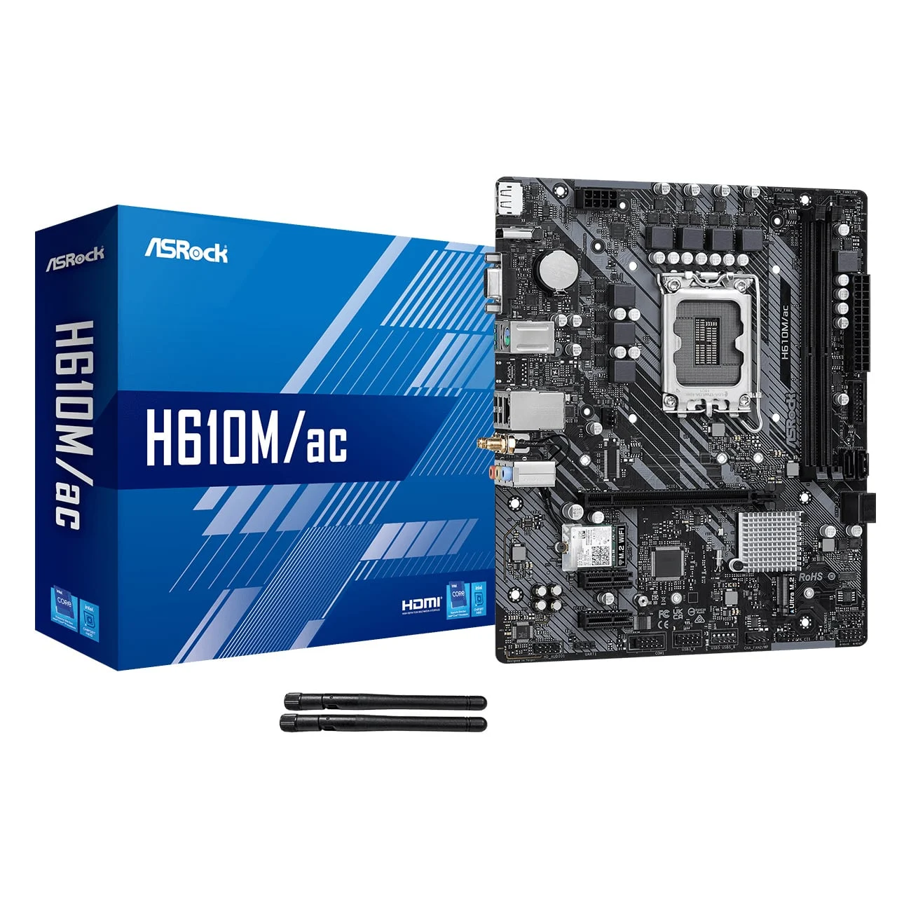 Ảnh tin Mainboard ASRock H610M/AC Wifi DDR4 | LGA 1700, mATX, 2 khe RAM